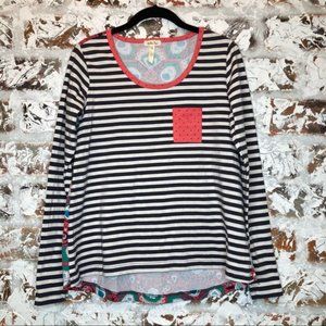 Matilda Jane Shea Striped Floral Long Sleeve Top - size xsmall